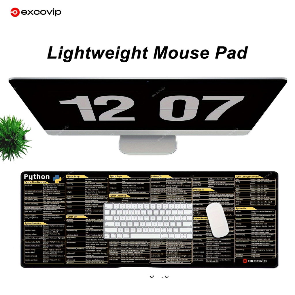 Image from EXCOVIP Python Programming Cheat Sheet Mouse Pad - Large, Washable & Non-Slip Desk Mat for Coders and Designers - Copy