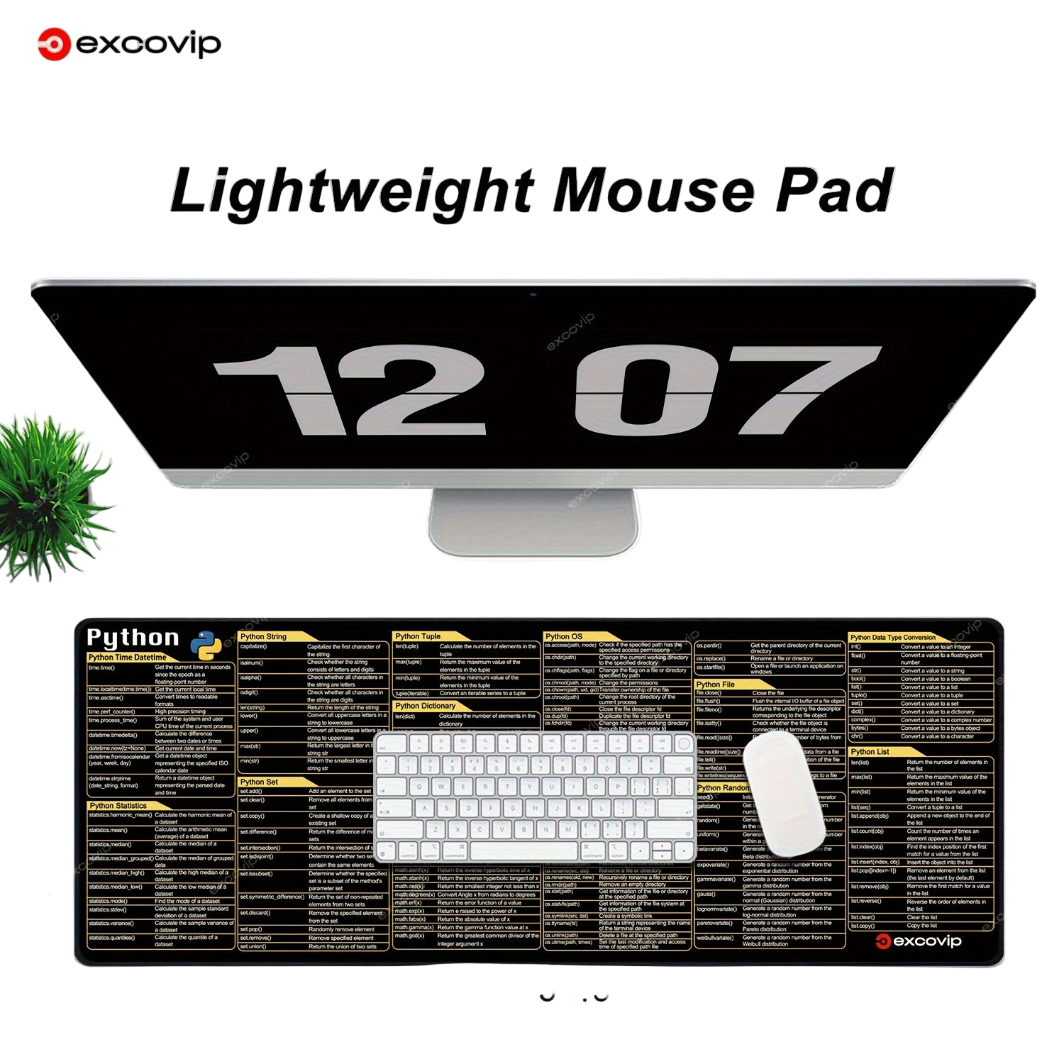 Image from EXCOVIP Python Programming Cheat Sheet Mouse Pad - Large, Washable & Non-Slip Desk Mat for Coders and Designers - Copy