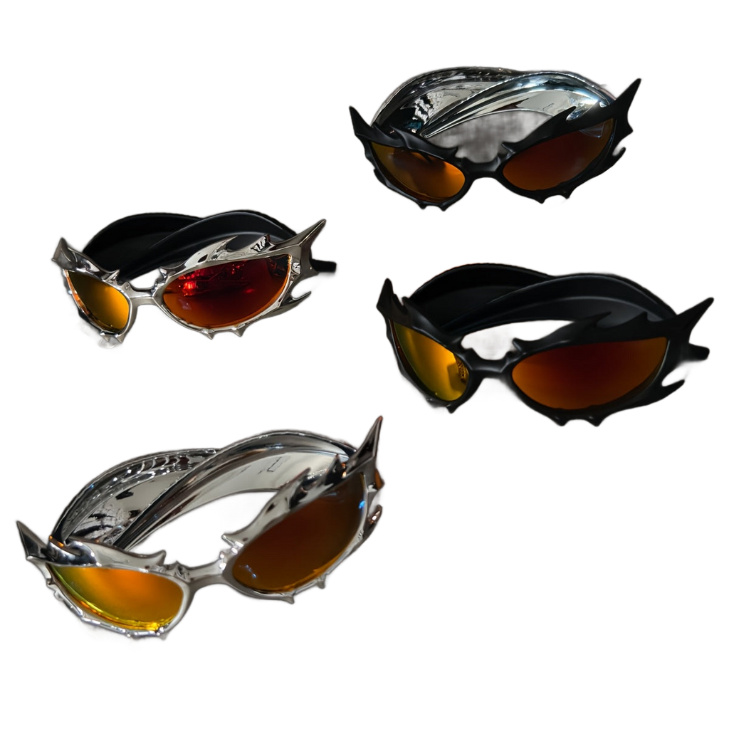 Image from SSPV Edgy Chic Fire Bull Horn Glasses - Oversized Black Frame with Red & Orange Gradient Lenses, Metallic Accents & Pointed Tips for a Bold, Trendy Look, Fashion Accessories, Statement Eyewear, Durable Plastic Frame - Copy