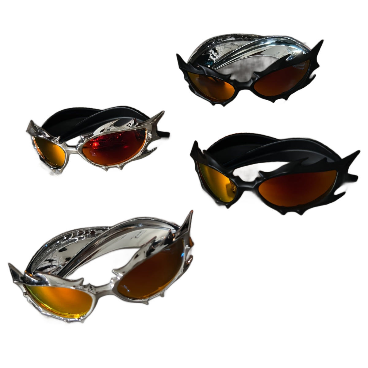 Image from SSPV Edgy Chic Fire Bull Horn Glasses - Oversized Black Frame with Red & Orange Gradient Lenses, Metallic Accents & Pointed Tips for a Bold, Trendy Look, Fashion Accessories, Statement Eyewear, Durable Plastic Frame - Copy