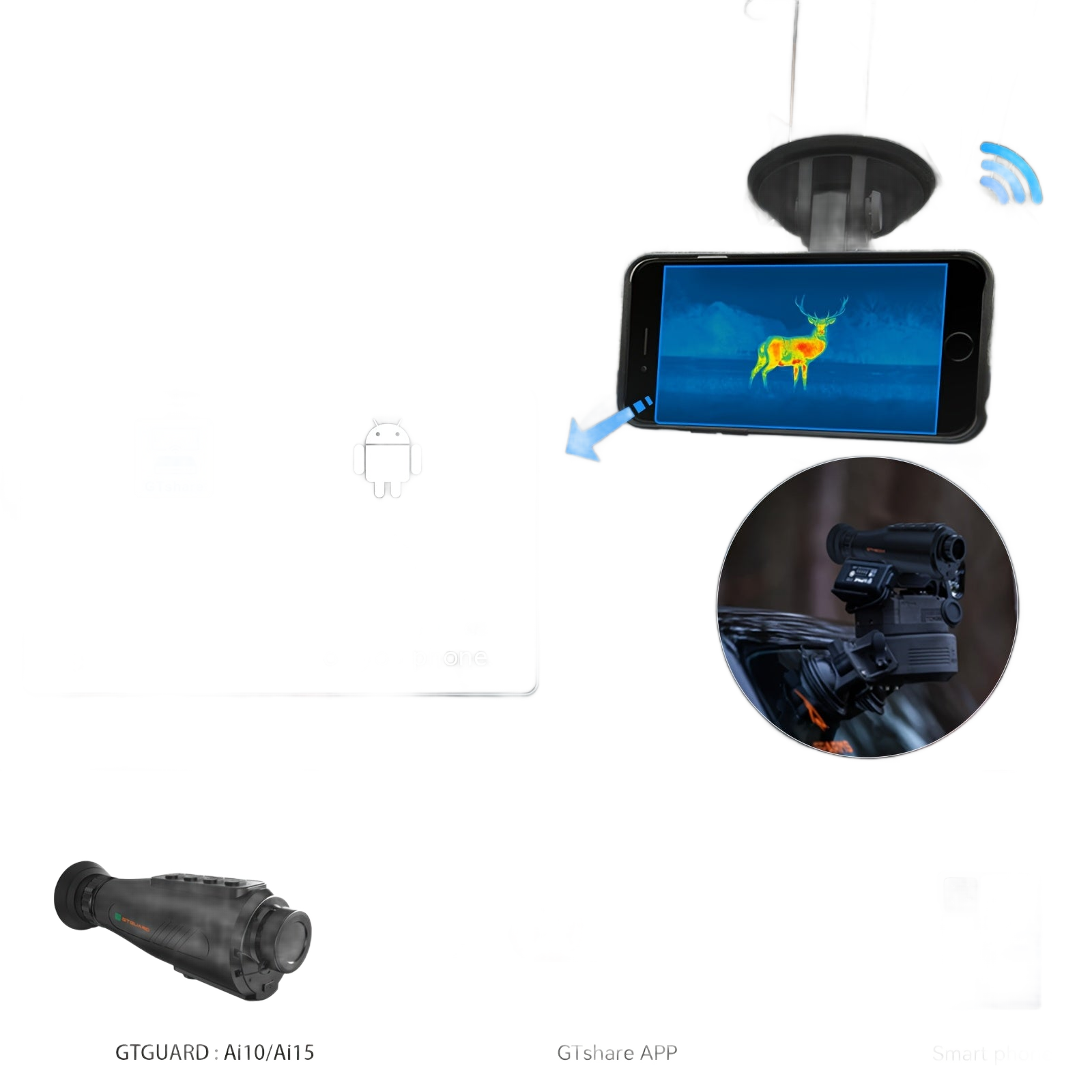 Image from GTGUARD Thermal Monocular 384x288 AI Super-Resolution HD Night Vision Thermal Imaging with 3.63cm AMOLED Screen, 8X Zoom, type C, Multiple Scene Modes for Hunting Travel Outdoor Camping Pet ( AI15) - Copy
