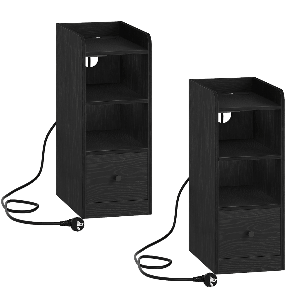 Bedside Table Set Of 2 With Charging Station, USB & Type C - TKINGS