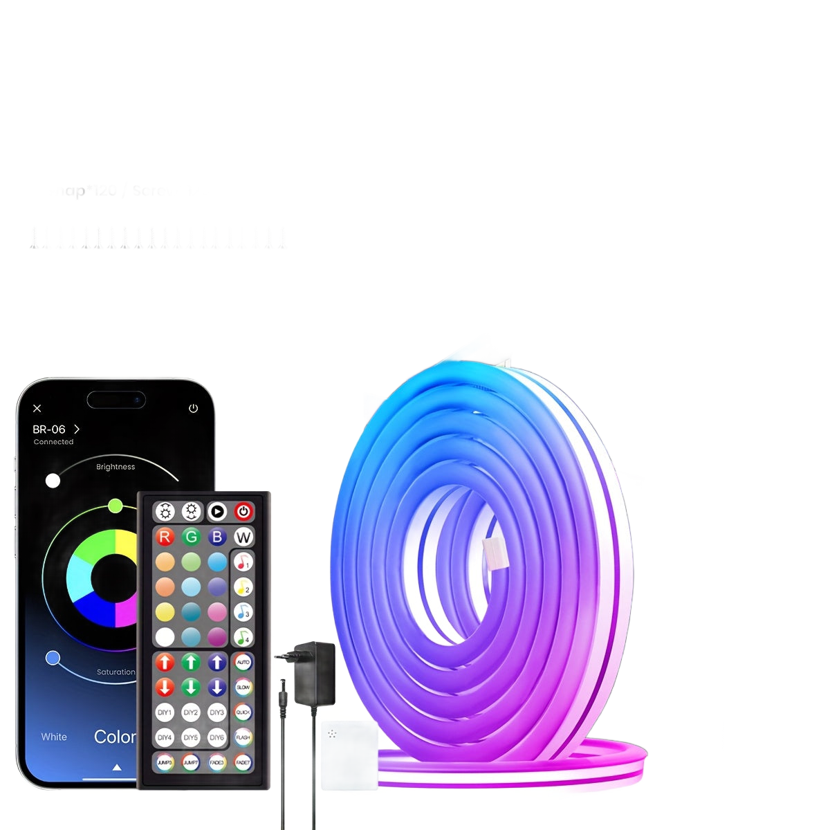 Image from Mexllex Upgraded Smart RGB Neon LED Strip With App/Remote Control, Multiple Modes, Timer Function, Music Sync Gaming LED Strip Lights For Bedroom, Room Decoration - Copy