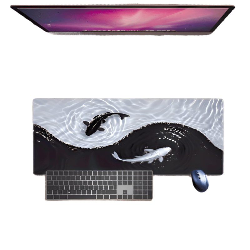 Gaming Mouse Pad Waterproof Koi Fish & Tai Chi Design - TKINGS