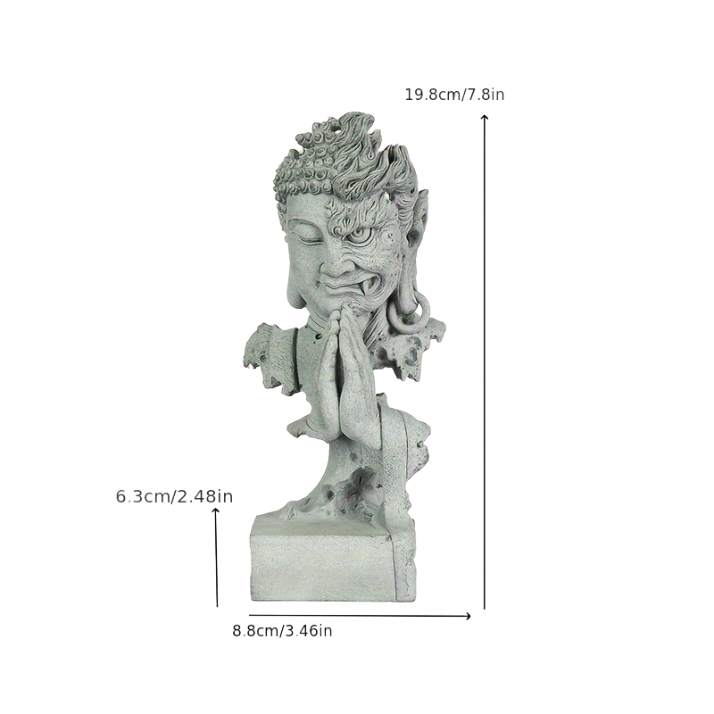 Image from 1pc, Zen Buddha Statue, "One Thought Between Heaven and Hell", Classic Stone Craft, Multi-Functional Decor for Home, Living Room, Study, Tea Area, Perfect Gift for Indoor & Outdoor Use, Suitable for Halloween, Easter, Christm - Copy