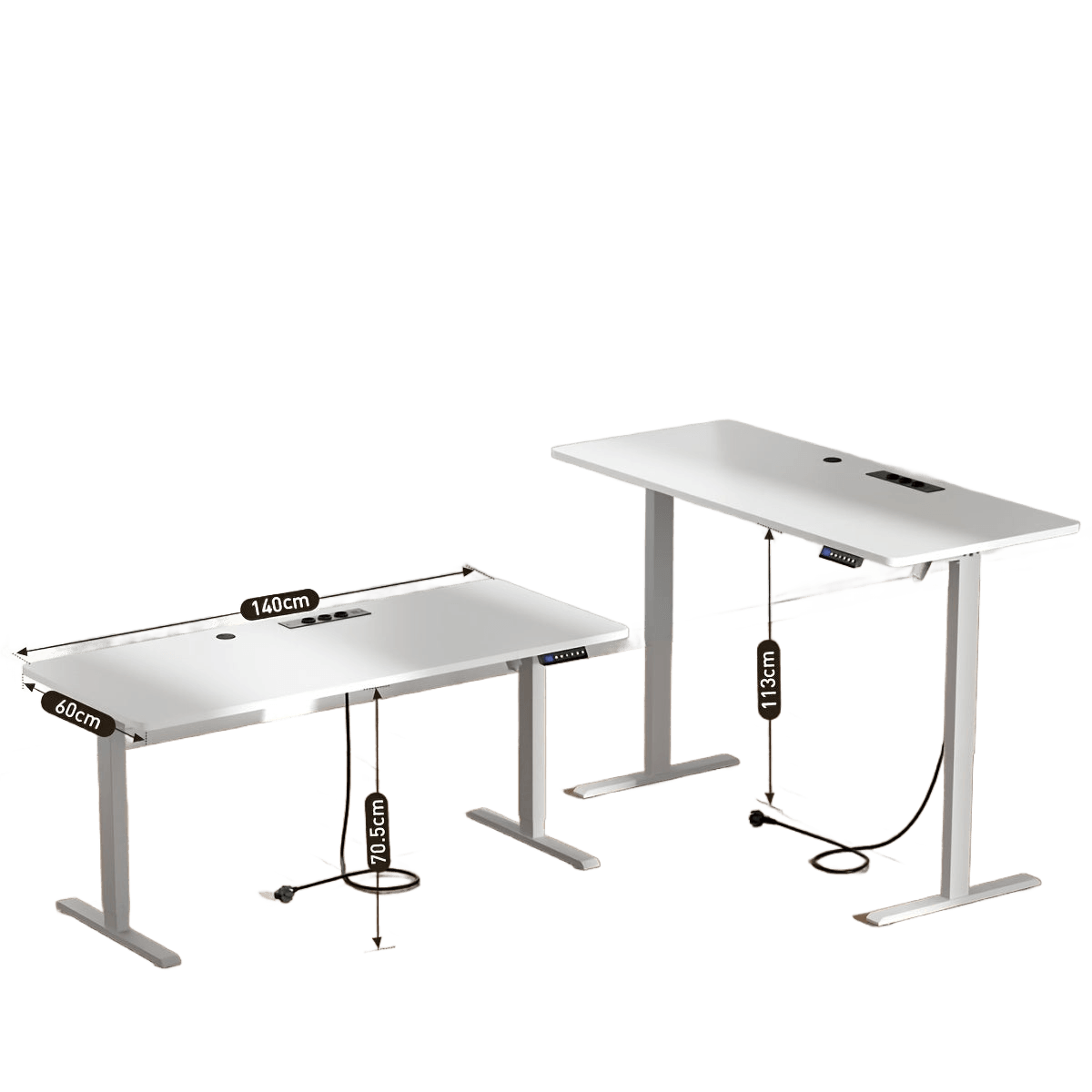Electric Desk With Adjustable Height, USB Charging Port, And Power Outlet - TKINGS