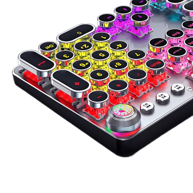 Punk Typewriter Mechanical Gaming Keyboard, All-Metal Panel 104 Keys - TKINGS