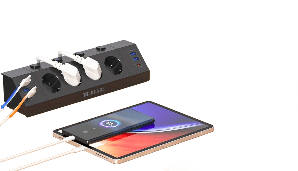 Power Strip with Clamp, 4 Independent Switch-4 USB + 4 Type-C - TKINGS