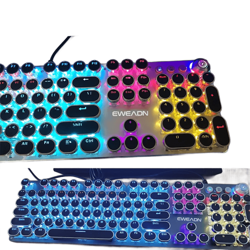 Punk Typewriter Mechanical Gaming Keyboard, All-Metal Panel 104 Keys - TKINGS