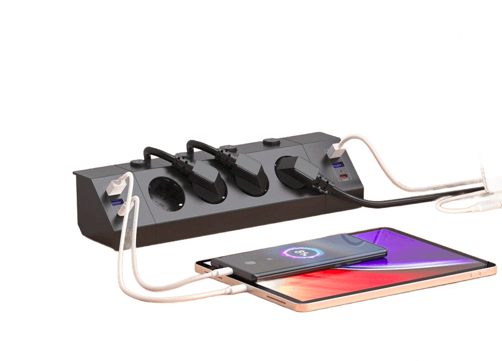 Power Strip with Clamp, 4 Independent Switch-4 USB + 4 Type-C - TKINGS