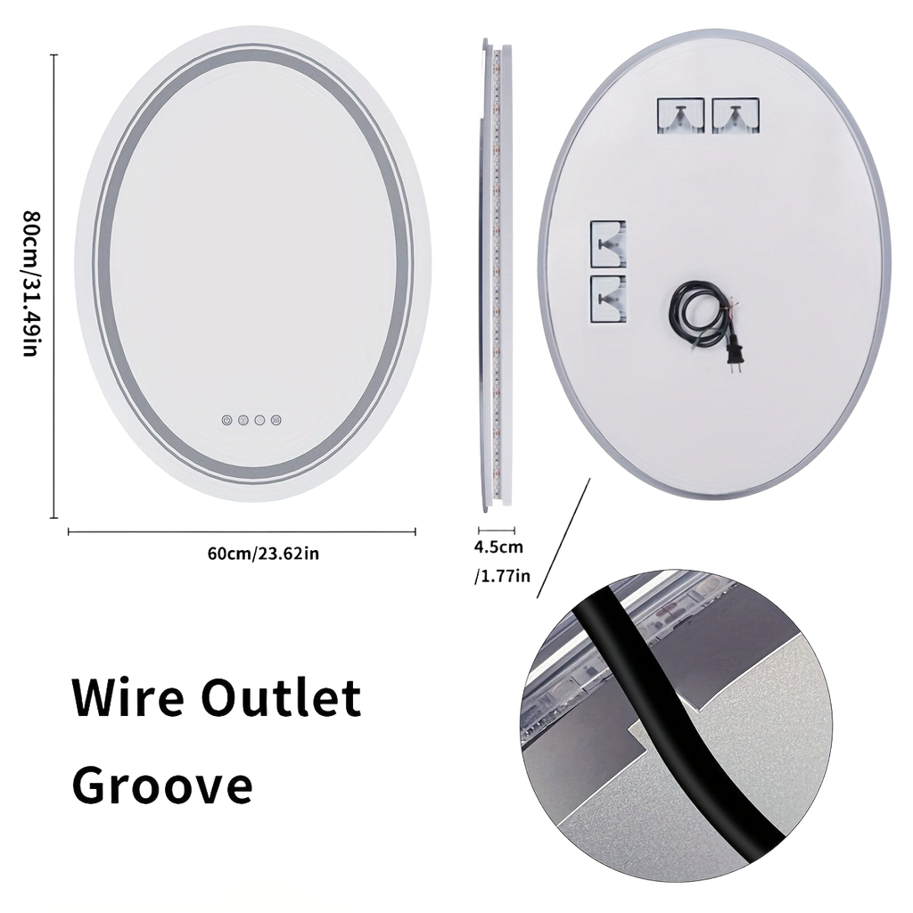 Image from HD Round Anti-fog LED Bathroom Mirror Light Adjustable Vanity Mirror with Smart Light RGB Lights - Copy