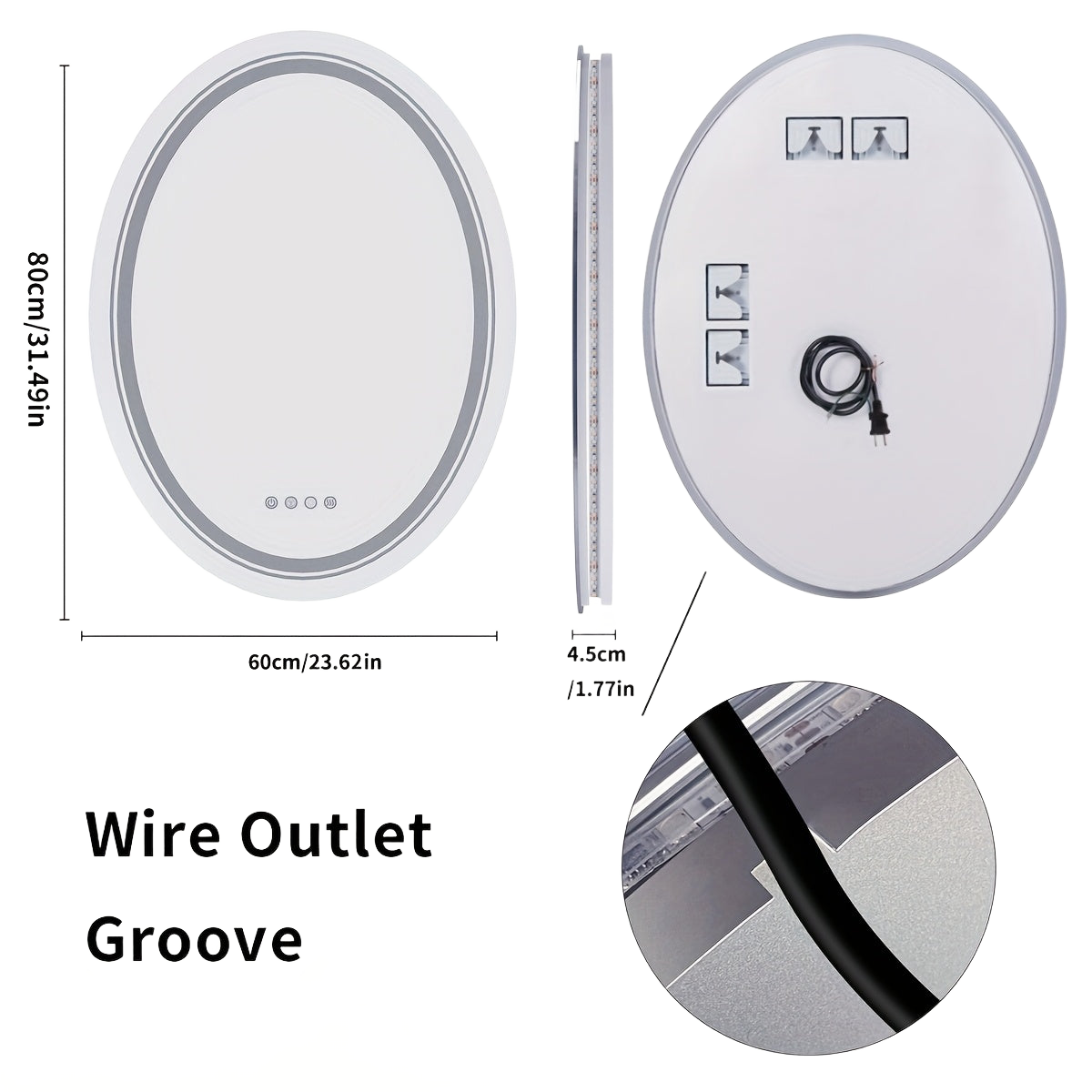 Image from HD Round Anti-fog LED Bathroom Mirror Light Adjustable Vanity Mirror with Smart Light RGB Lights - Copy