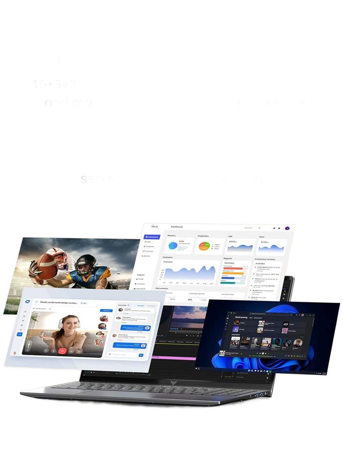 Image from Laptop Computer with AMD Ryzen 5 7430U Processor 6C/12T AMD Radeon Graphics16GB DDR4 512GB NVMe SSD 15.6"Full HD IPS Display Wi-Fi 6 Type-C Full Feature Webcam - Copy