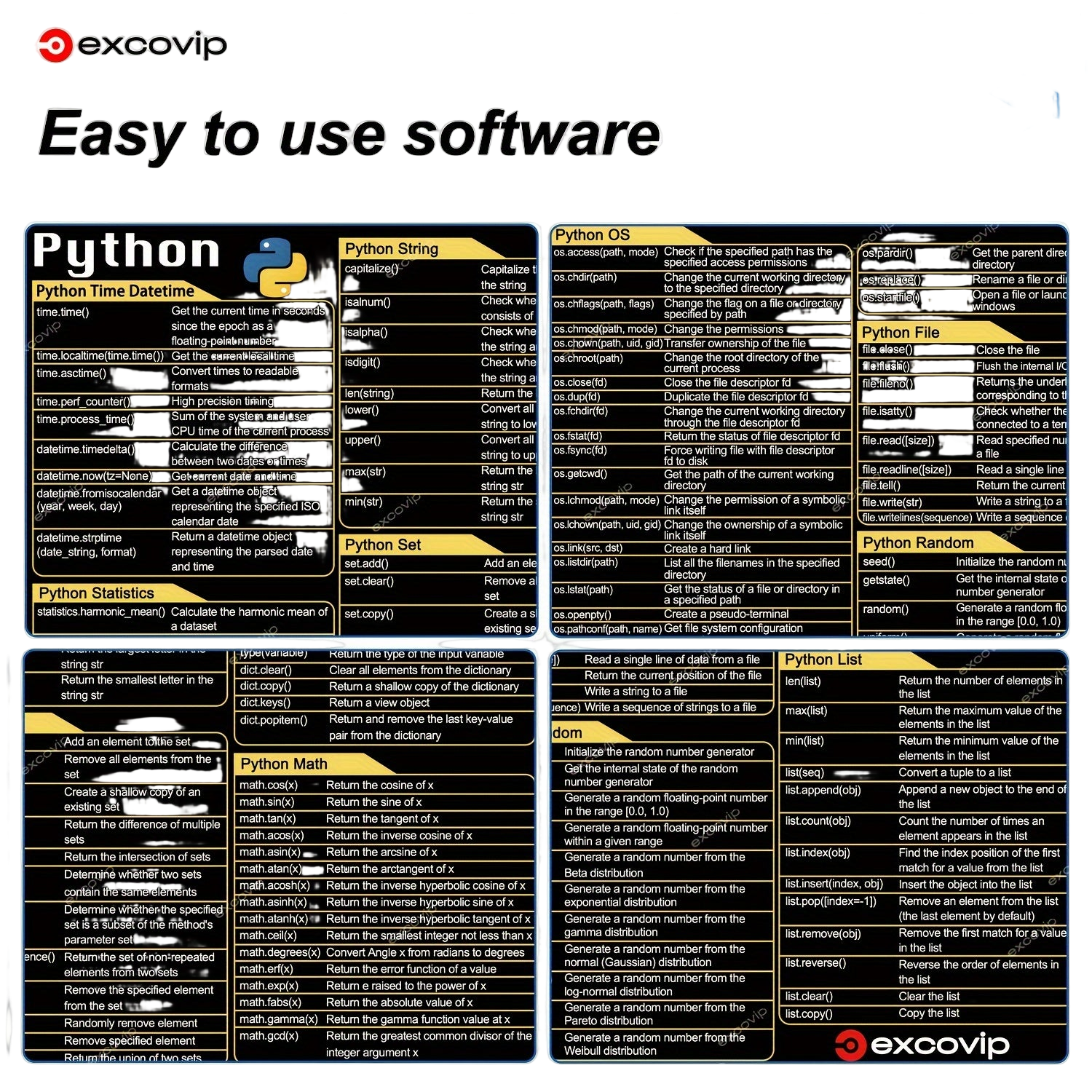 Image from EXCOVIP Python Programming Cheat Sheet Mouse Pad - Large, Washable & Non-Slip Desk Mat for Coders and Designers - Copy