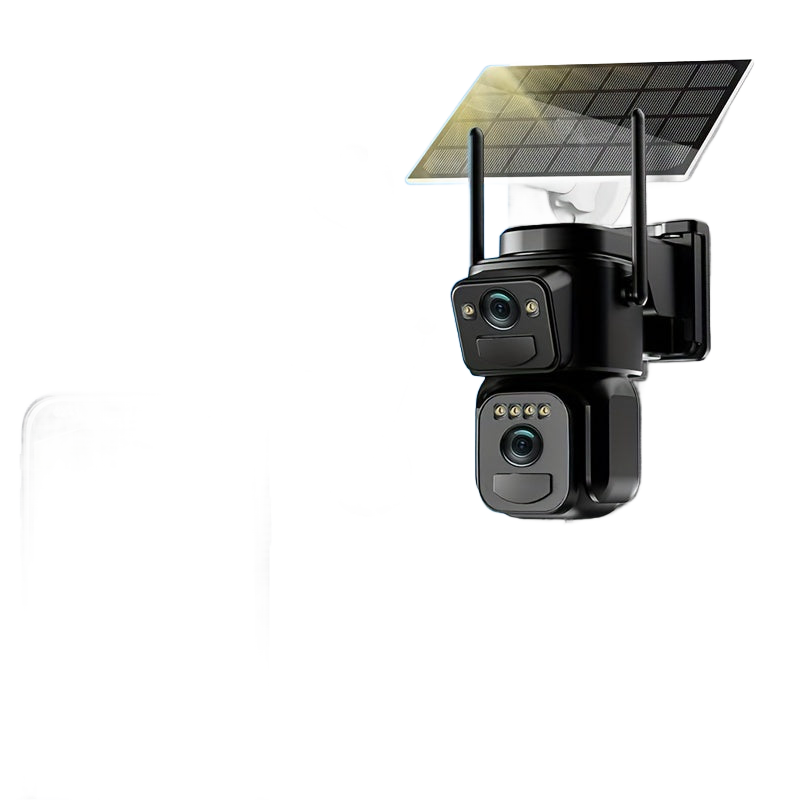 Image from Multifunctional Security Camera with Solar Panel, 2K 300W Pixel Video Resolution, Wireless Outdoor WiFi Monitoring, High-Definition Dual Lens Automatic Rotation Pan-Tilt Night Vision, Motion Detection, Two-Way Audio, Ultra Wi - Copy