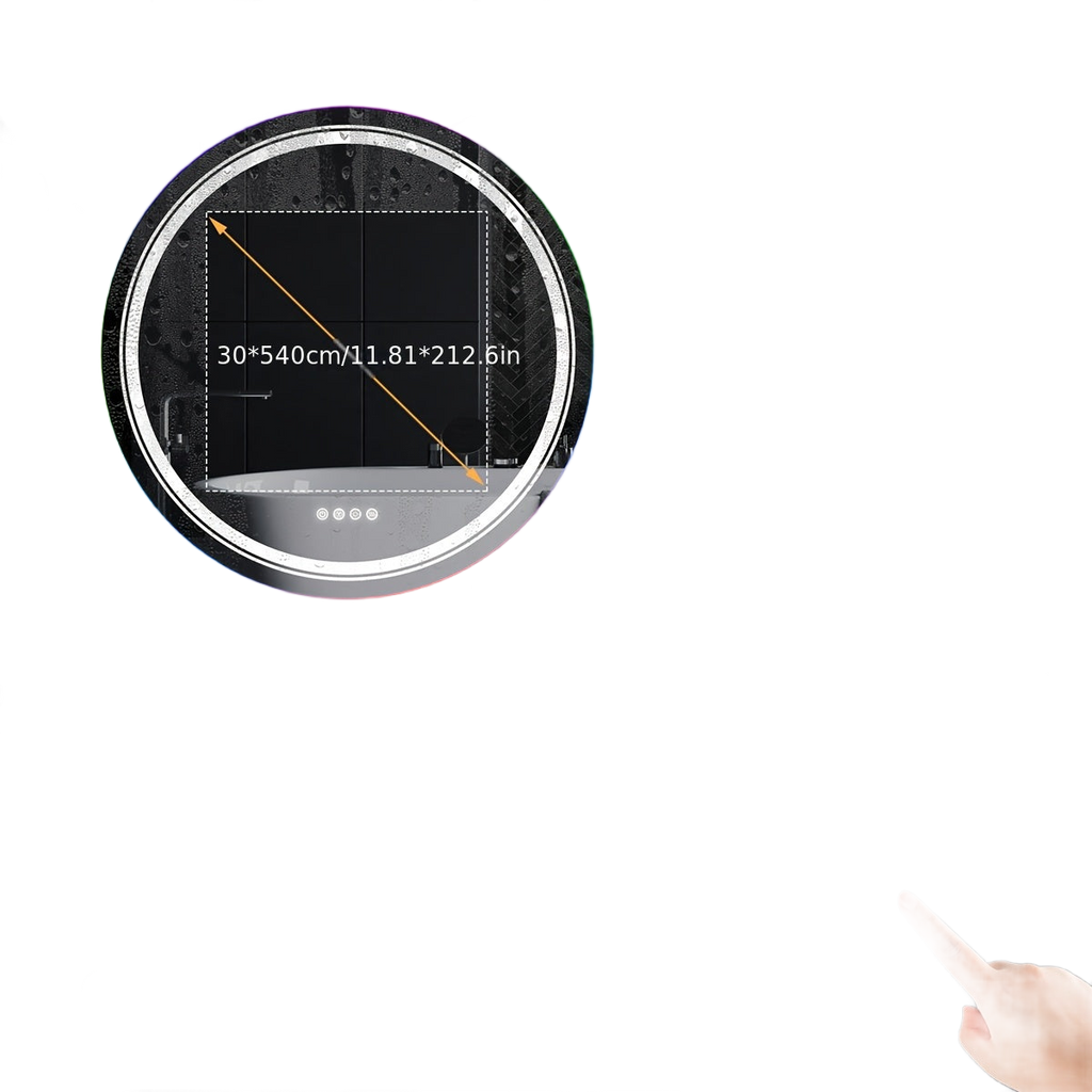 Image from HD Round Anti-fog LED Bathroom Mirror Light Adjustable Vanity Mirror with Smart Light RGB Lights - Copy