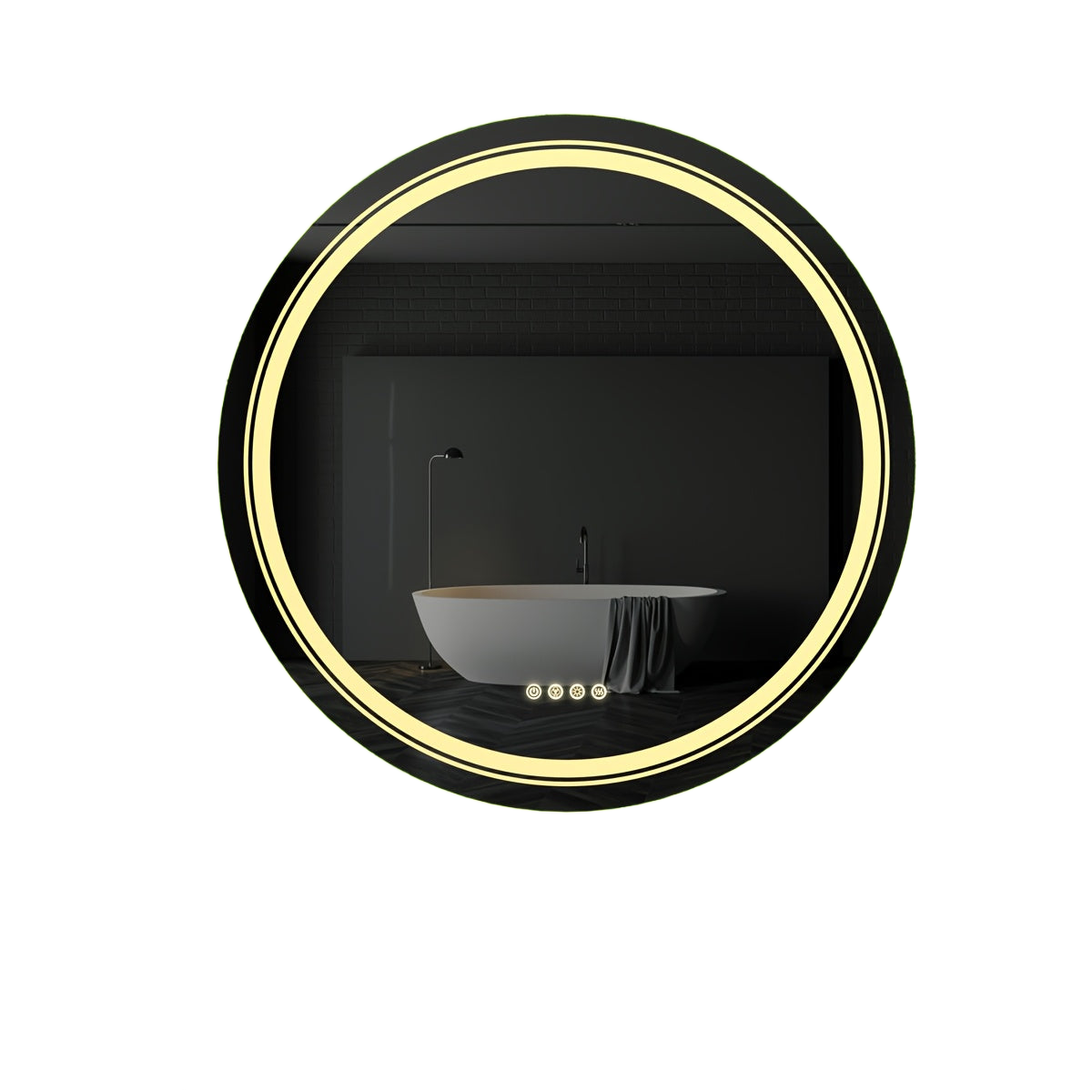 Image from HD Round Anti-fog LED Bathroom Mirror Light Adjustable Vanity Mirror with Smart Light RGB Lights - Copy