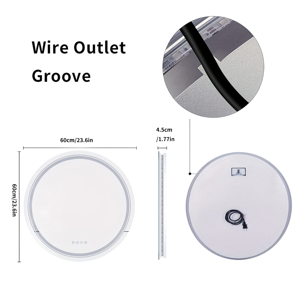 Image from HD Round Anti-fog LED Bathroom Mirror Light Adjustable Vanity Mirror with Smart Light RGB Lights - Copy