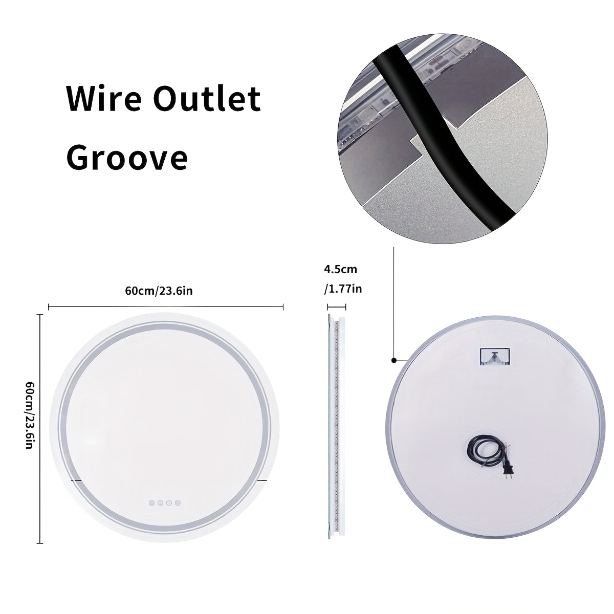Image from HD Round Anti-fog LED Bathroom Mirror Light Adjustable Vanity Mirror with Smart Light RGB Lights - Copy