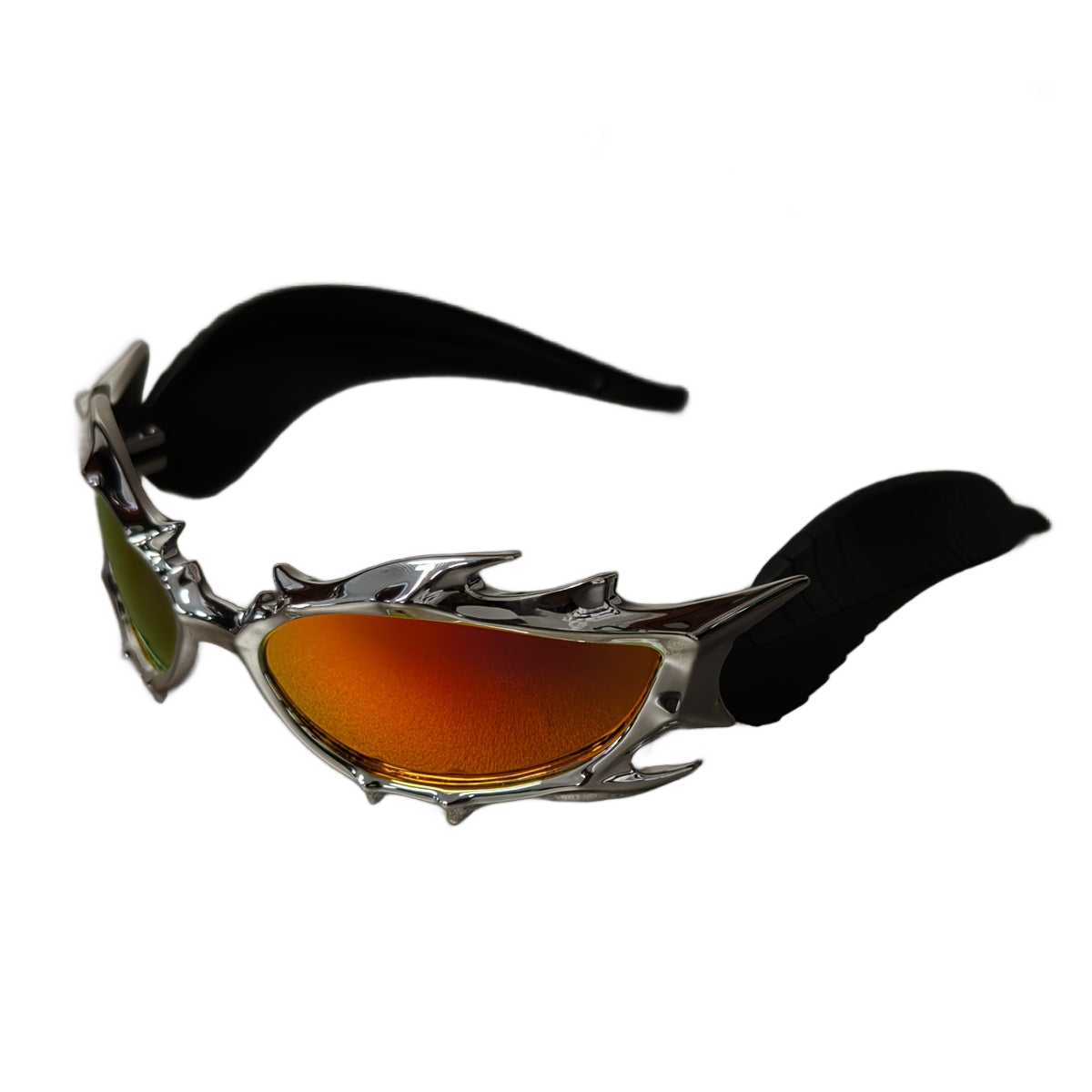 Image from SSPV Edgy Chic Fire Bull Horn Glasses - Oversized Black Frame with Red & Orange Gradient Lenses, Metallic Accents & Pointed Tips for a Bold, Trendy Look, Fashion Accessories, Statement Eyewear, Durable Plastic Frame - Copy