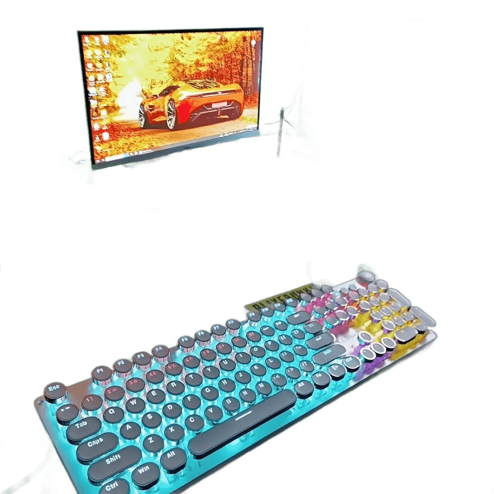 Punk Typewriter Mechanical Gaming Keyboard, All-Metal Panel 104 Keys - TKINGS