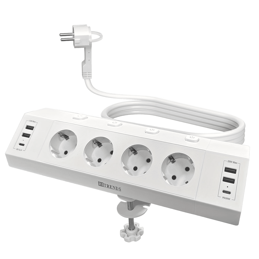 Power Strip with Clamp, 4 Independent Switch-4 USB + 4 Type-C - TKINGS