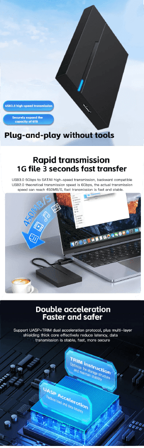 External Hard Drive Enclosure USB 3.0 Hard Disk Case 6TB - TKINGS