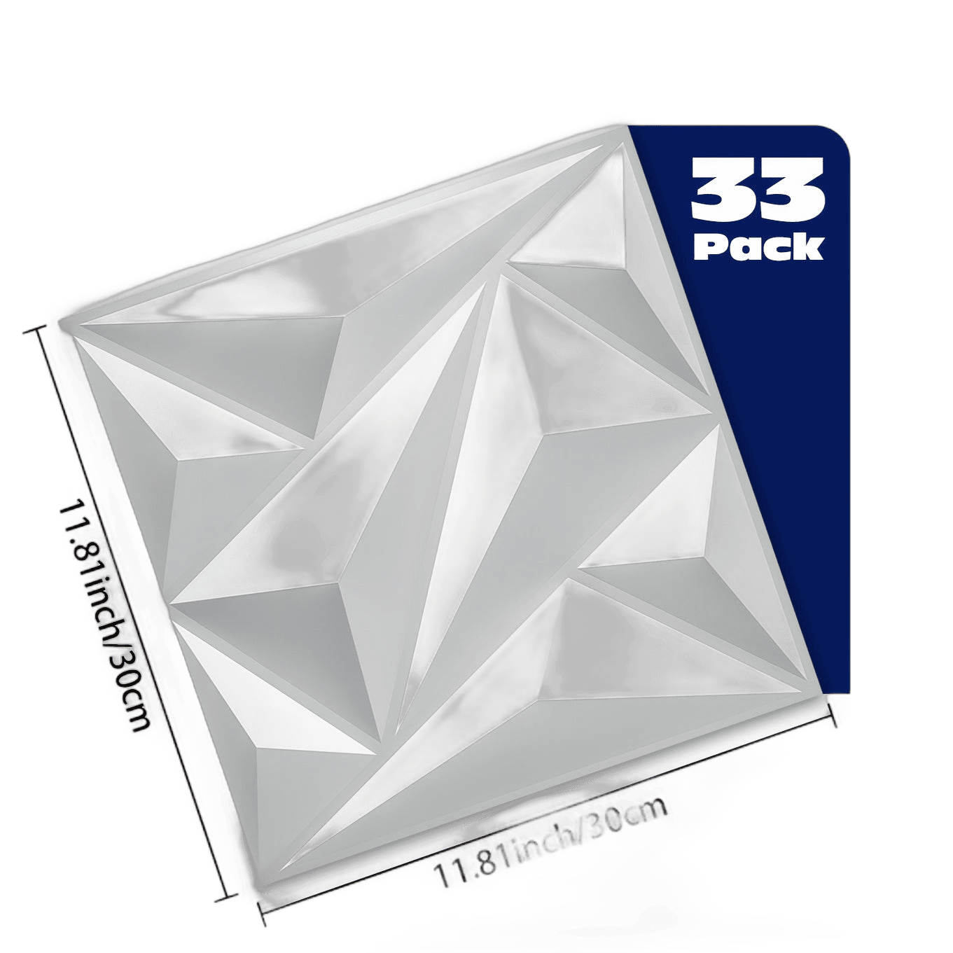 33pcs PVC Geometric Wall Panels - Slim, Easy-to-Install, Diamond Texture - TKINGS