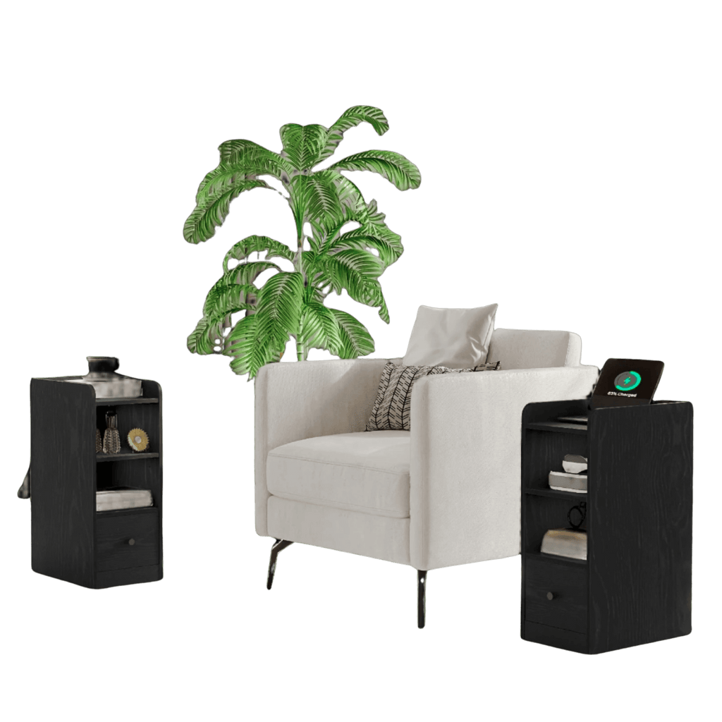Bedside Table Set Of 2 With Charging Station, USB & Type C - TKINGS